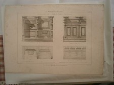 Planche gravure mobilier d'église  de la Trinité Stalle de cœur  renaissance