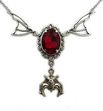 Gothic Victorian Bat Wing Necklace Silver Choker Pendant Vampire Jewelry Goth 