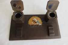 Ancien double encrier bois