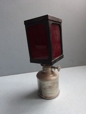 Ancienne LAMPE à Essence PIGEON Modèle N°7 + Rare VERRE PHOTO Inactinique Carré