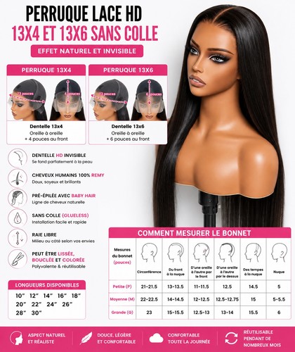 Perruque cheveux humains lisse - perruque,