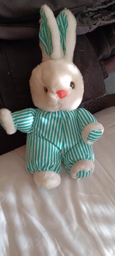 Ancienne peluche lapin rayé - ancienne,