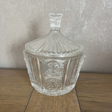 Sucrier ou Bonbonnière en Verre style Art Deco Verre Ciselé Couvercle Bouchon