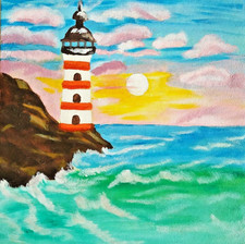 Phare paysage marin peinture