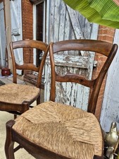 Chaises Voltaire en bois paillé