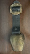 Ancienne Cloche Sonnaille Vache Cuir Laiton