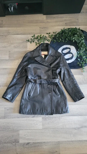 Veste manteau cuir vintage - veste,