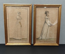 Début XIXème Costumes Parisiens - Deux Gravures encadré cadre baguette bois doré