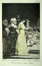 MARIAGE FORCÉ DE CONVENANCE Francisco de Goya, gravure aquarellé los caprichos