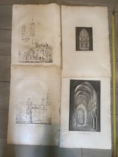 Lot de 39 lithographies signées Engelmann – Architecture religieuse et ruines -C