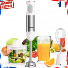 Mixeur Plongeant 4en1 30 Vitesses Bol Hachoir 500ml Tasse à Smoothie 600ml Fouet