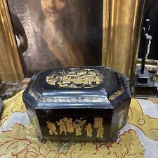 ancienne boite a thé coffret  bois et  laque de chine epoque XIXe