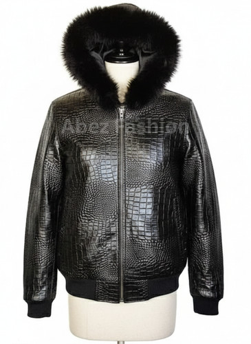 Blouson bomber cuir noir - en,