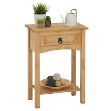 Console table meuble d'appoint style mexicain 1 tiroir 1 étagère pin