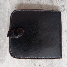 Porte monnaie vintage   porte carte en cuir noir 1970 seventies