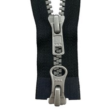 YKK 2 Voies Fermeture Éclair Plastique 5mm Noir 20-200 CM Vislon Argentée Dents