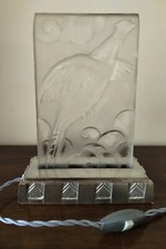 Lampe ART DECO plaque verre moulé pressé 1930 DLG Lalique Sabino Etling paire po