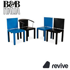 Ensemble De 4 Chaises B&B Italia Arcadia En Cuir Bleu Noir