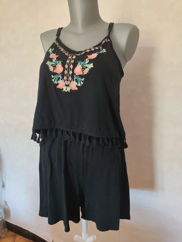 Combishort noire brodée - , style
