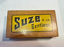 ancienne boite de cartes a jouer publicitaire en bois Suze à la Gentiane
