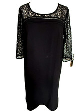 ROBE DOUBLEE NOIRE DEGRIFFE HAUT+MANCHES EN DENTELLE TAILLE 38/40 COM9