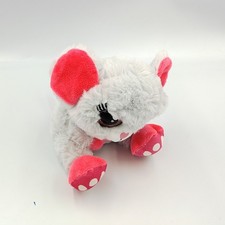 Doudou peluche souris grise rose gros yeux brillant OJO - 34755