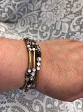 Signed "Stella & Dot" Coil Bracelet with Rhinestones