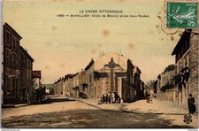 S22931 cpa 26 Saint Vallier - Croix de Mission et les deux routes " carte toilée