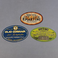 3 Plaque Publicitaire Étain Martini Huile Corradi Tomatis Vintage Xx Seconde