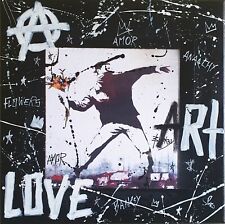 SPACO signed ANARCHY LOVE  TABLEAU pop STREET ART graffiti french paint banksy
