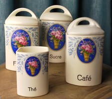 4 Pots à épices Décor bouquet de fleurs