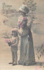 CP BONNE ANNEE FEMME ELEGANTE