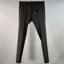 Pantalon De Costume Tapered En Laine Vierge Noire Mélangée Taille 32