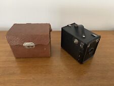 Ancienne Box Appareil Photo AGFA Métal Noir + Malle Cuir Marron Vintage #B912