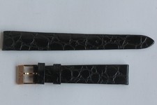Bracelet montre Wittnauer 17 mm croco noir + boucle vintage (61087)