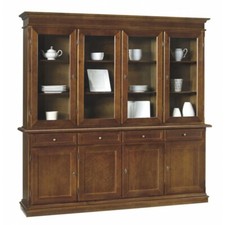 Vitrine Armoire en Verre Napolitaine Base + Riser 4 Portes 4 Tiroirs Art Pauvre