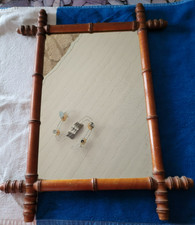 VINTAGE/ANCIEN  BEAU MIROIR EN BAMBOU DANS SON JUS A RETAPER 62 X 46