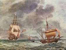 ILLUSTRATION MARINE A VOILE - CHEBEC FRANCAIS & FREGATE ANGLAISE - PLANCHE N°19