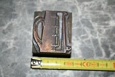 Ancien Tampon matrice cuivre et bois - thème dentiste - matériel de chimie