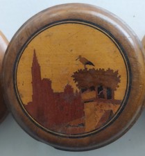 bonbonnière boite a bijoux ancienne  marqueterie  Strasbourg genre Spindler