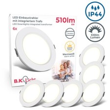 6 spots LED encastrables salle de bain IP44 Set éclairage encastré 230V 6W blanc
