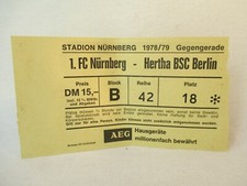 Billet De Football Mémorabilia 1978/79 Hertha BSC Berlin 1. FC Nürnberg