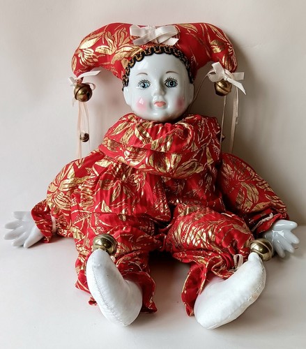 Poupée porcelaine arlequin - ,