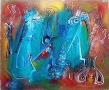 Tableau Abstrait Signé Lucien