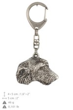 Lévrier irlandais 2 porte-clés couvert d'argent de qualité supérieure Art Dog FR