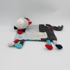 Doudou plat loup Mister Bouh gris bleu noir rayé SAUTHON - 24663