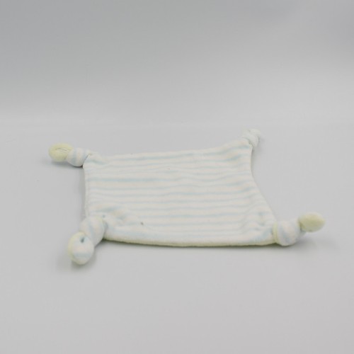 Doudou plat carré bleu - , blanc