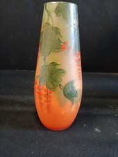 Vase En Pâte De Verre Émaillé Signé LEUNE ? H 24.5cm Diam. 10cm