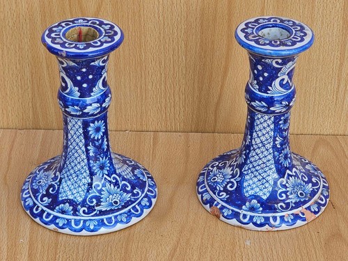 Rare paire bougeoirs en - de,