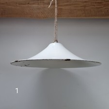 Lot 2 Abat-Jours Gamelle Métal Blanc - Vintage Atelier Industriel Trompette